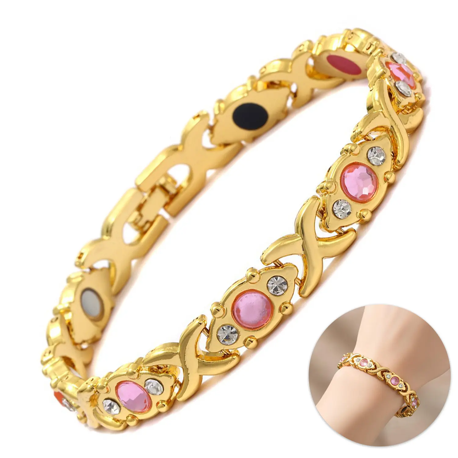 Energy Magnetic Bracelet for Women | Crystal Design & Colorful Stones