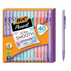 Xtra-Smooth Pastel Mechanical Pencils with Erasers, Medium Point (0.7mm), 40-Count Pack, Bulk Mechanical Pencils for School or Office Supplies