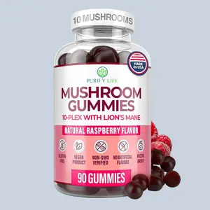 Sugar-Free Mushroom Gummies with KSM 66 Ashwagandha - Potent 10x Mushroom Supplement with Lions Mane, Chaga, Reishi, Mushroom Complex, Natural Stress Support, Calm Gummies, Nootropic Supplement