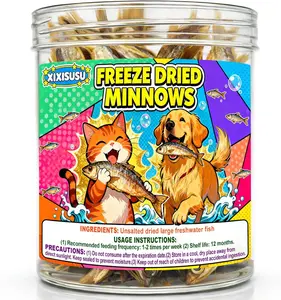 Jumbo Freeze-Dried Minnows 3 oz | Large Size 1.6-2.8 Inch Whole Fish | Natural Protein Snacks for Cats, Dogs, Turtles & Hamsters | Crunchy Treats for Dental Health (3 oz)