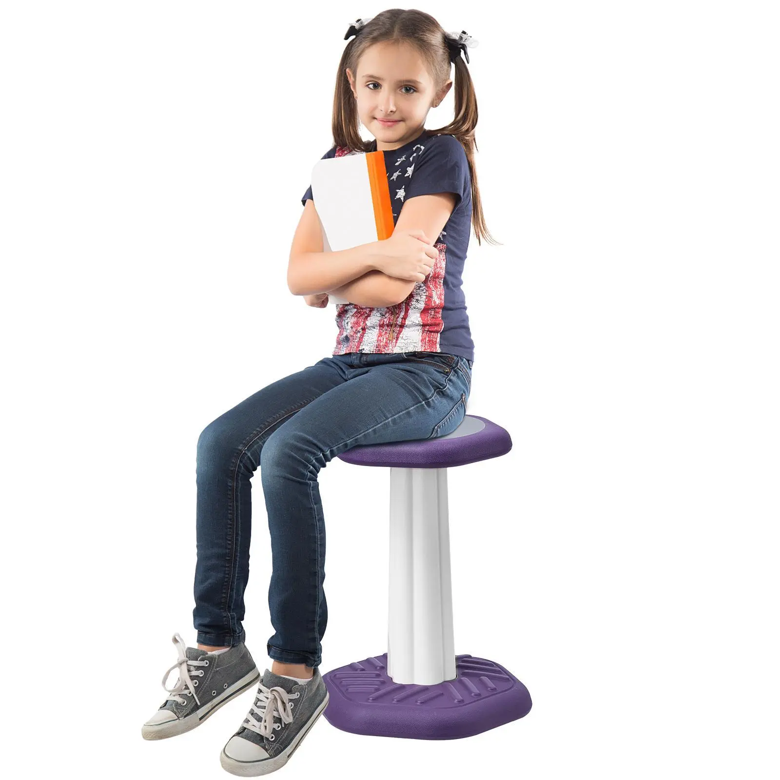 【SummerFinds】VEVOR Sturdy Ergonomic Kids Wobble Desk Chair, Plastic Active Chair with Sponge Cushion, Sensory Seat for ADHD, High Energy Kids’ Studying Focus & Posture, Home Use, Age 7-14, Purple