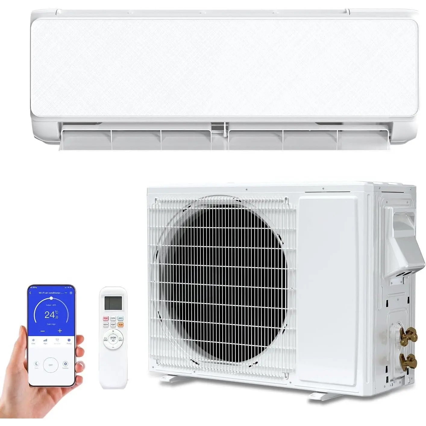 ZAFRO 12000 BTU Ductless Inverter Split-Type Room AC Unit - 115V Wall-Mounted Split Type Aircon, Energy Saver Heat & Cool Heat Pump, WiFi, Remote Ctrl, Timer, Installation Kit, Cools Up to 750 Sq.Ft for Bedroom, Living Room
