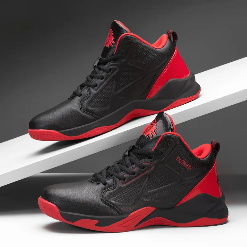 Basketball shoes new practical shock-absorbing men's sports shoes anti-slip feature Runners Running Basketballshoe Red