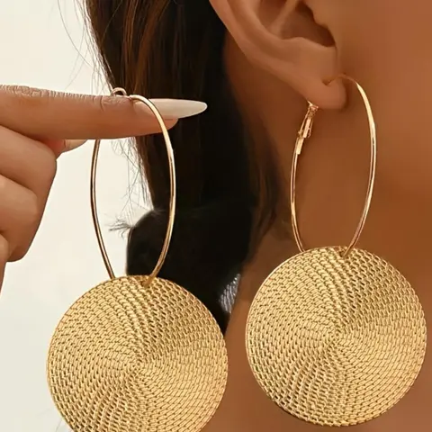 Fashionable Round Shaped Hoop Earrings, Circle Shape Earrings, Rounded Hoop Earrings, Stylish Jewelry, Fashion Jewelry for Party, Daily Clothing Decor, Trendy All-match & Exquisite Jewelry for Birthday Gift