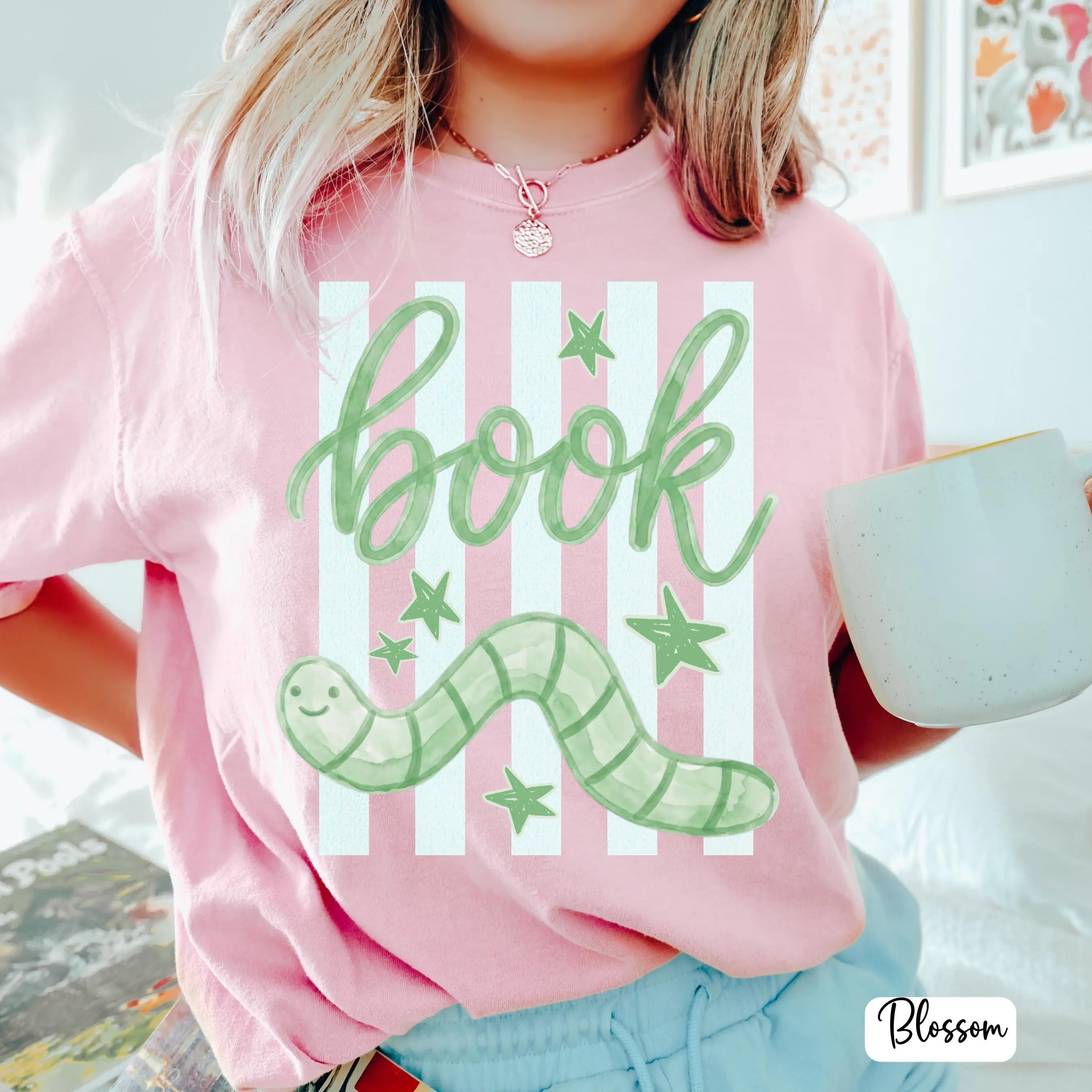 Book Lovers Comfort Colors Shirt Bookworm Preppy Stripes Tee Librarian T-shirt Reading Lover Gift