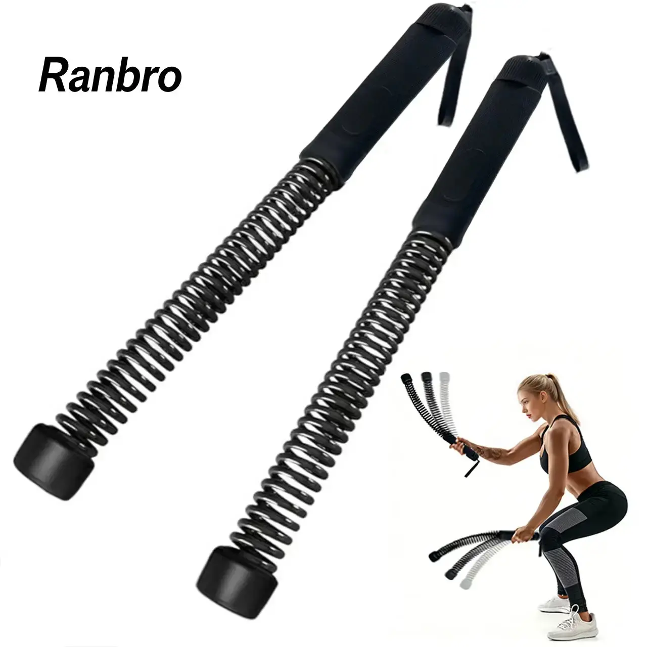Ranbro Cordless Battle Ropes - No-Jump HIIT Home Gym Equipment for Core Training, HIIT Circuits, Apartment Workouts, Cardio Conditioning, Cordless and Portable Suspension Trainer, Exercise And Fitness, No Anchors Needed, No Impact Noise, No-Jump Design, F