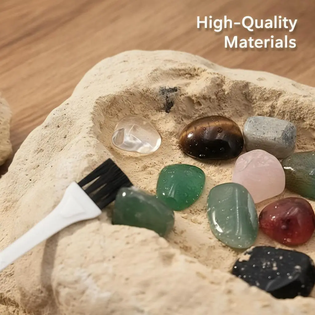 diy rock & mineral excavation kit, natural tumbled gemstone dig kit, archaeology treasure hunting educational toy for kids, crystal specimen craft set, gift for halloween christmas thanksgiving, jewelry making & home decor raw material