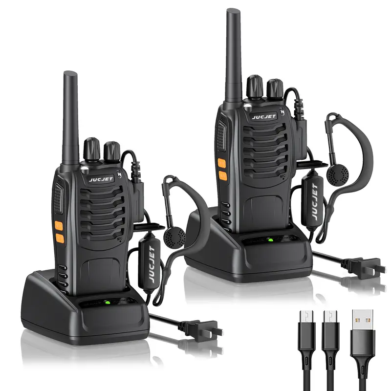 Walkie Talkies 16 Two Way Radio with Earpieces,2-Way Radios UHF Handheld Transceiver WalkyTalky, with2-in-1 Type-C & Station2 Pack