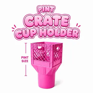 Pint Size Milk Crate Cup Holder Mini Square Drink Holder for Pint-Sized Bottles & Cartons with Hidden Storage Compartment Lightweight Durable Easy to Clean 3D Printed Drinkware