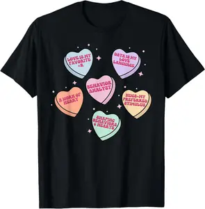 100% cotton Unisex Behavior Analyst Valentine Heart Candy ABA RBT Therapist T-Shirt