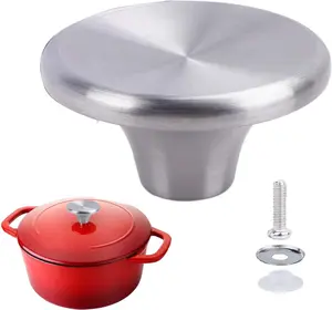 Dutch Oven Knob Stainless Steel Replacement Handle for Le Creuset,Aldi,Lodge and Other Enameled Cast-Iron Dutch Oven Pot Lid Knob Replacement(Silver 1 Set)