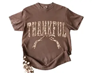 Comfort Colors Coquette Thankful Shirt, Floral Thanksgiving Tee,  Autumn Shirt, Fall Gift