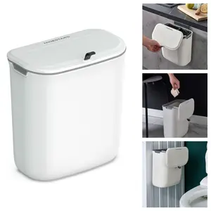 NINESTARS Kitchen Compost Trash Can 2.5 Gallon 9.5 Liter Durable Fingerprint Proof Leak Proof Under countertop, Mount on Cabinet with Removable Ring Liner