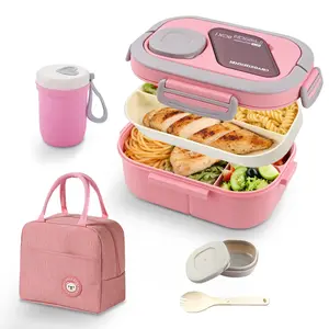 3 Pcs Portable Lunch Container Set for Adults & Kids,All-in-1 Bento Lunch Box Kit for Adult Meal Prep Lunch Snack，3 Pcs Portable Lunch Container Set for Adults & Kids, Includes Bento Box, Soup Cup, Lunch Bag, Keeps Food Fresh & Flavor Separate