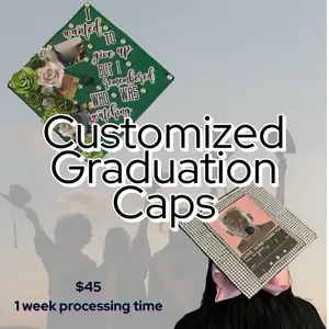 Customized Graduation Cap Topper - Customizable Design, $45, 1 Week Processing Time