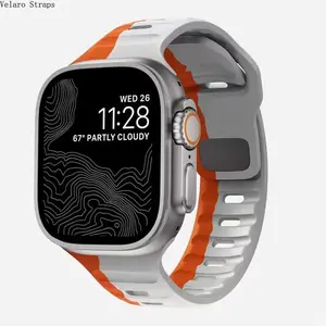 Two-Tone Silicone Sport Watch Band with Square Buckle for Apple Watch Ultra 2 & Series 9