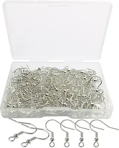 120pcs Earring Hooks with Ball and Coil, Hypo Allergenic Plated Silver Ear Wires with Transparent Storage Box, for DIY Jewelry Making