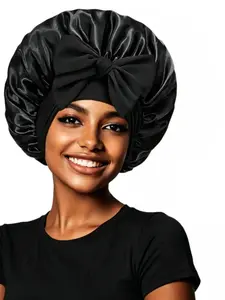Jumbo Size Adjustable Satin Bonnets for Sleeping Hair Bonnet with Tie Band for Women Curly Hair