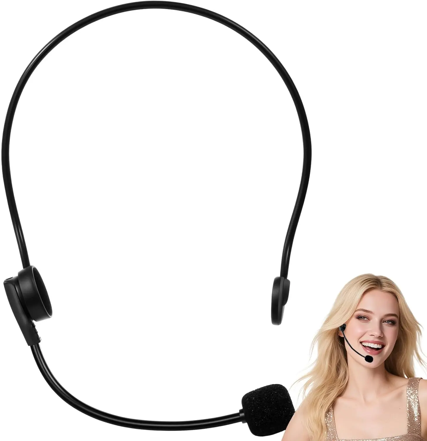 Microphone Headset Prop for Rockstar Costume Accessories - Rock , Singer, Music Concert Party's Halloween Outfit Adults Men Women Black
