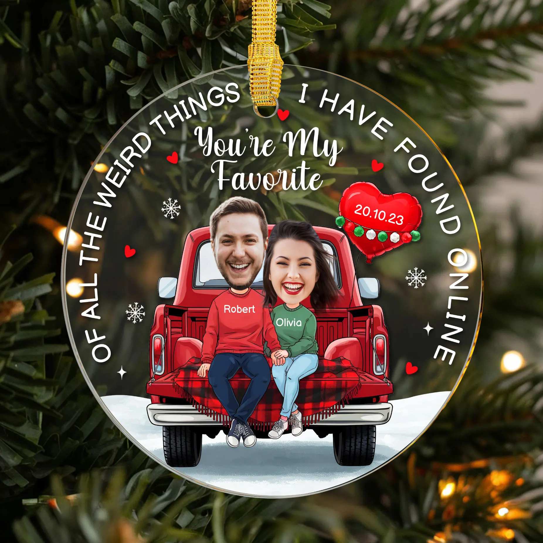 You're My Favorite Personalized Couple Christmas Ornament, A Funny Custom Gift, Love With A Unique Keepsake, Perfect For Anniversaries Or Holiday Decorations
