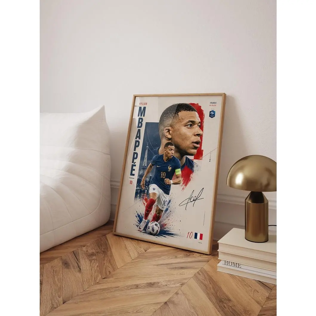 Kylian Mbappe France Football Poster Cinematic Soccer Print (No Framed)
