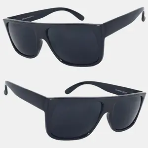 Retro Square Frame Sunglasses Mens Womens Flat Top Super Dark Lens UV400 Protection ANSI Z80.3 Compliant Plastic Frame