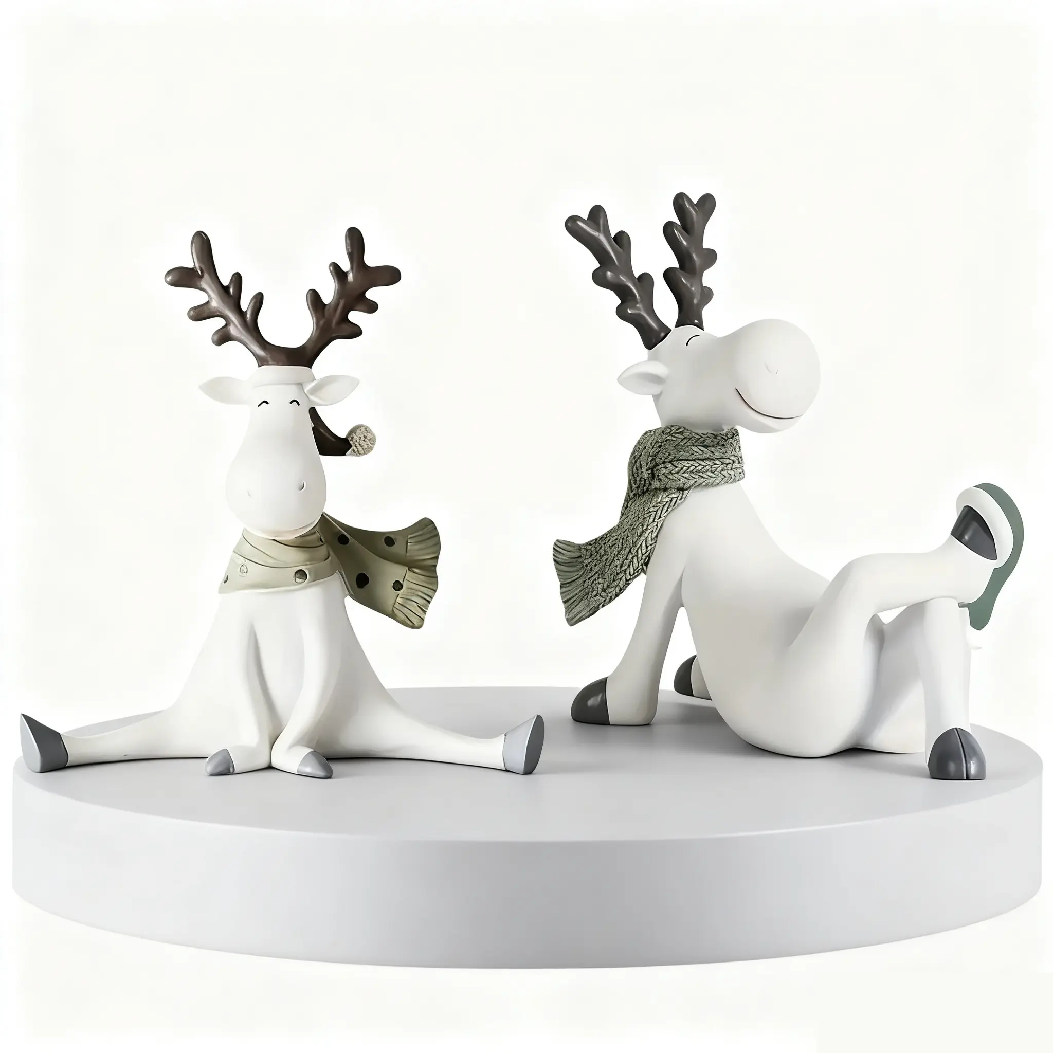 2pack Elegant Nordic Resin Deer Sculpture Set, Decorative Sculptures, Figurines, Creative Home Decor, Indoor Room Decor for Living Room, Bar, Cafe, Baby Room, Unique Wedding Gift