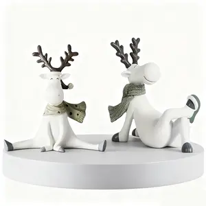 2pack Elegant Nordic Resin Deer Sculpture Set, Decorative Sculptures, Creative Home Decor for Living Room, Bar, Cafe, Baby Room, Unique Wedding Gift