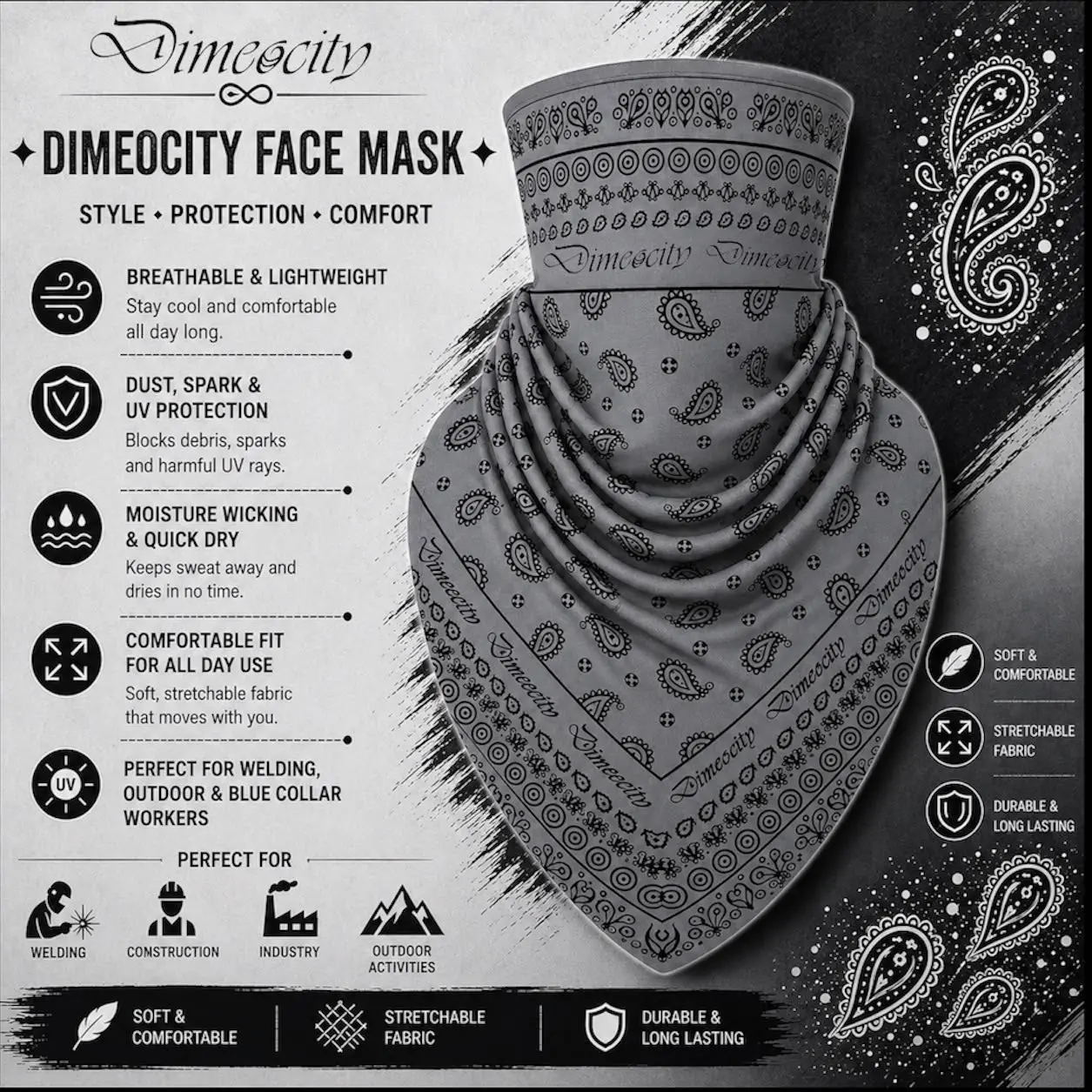 Grey/Black Face Mask