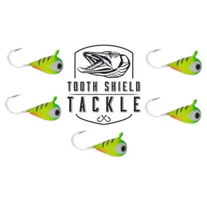 Tungsten UV Glow Ice Fishing Jigs 4mm / 5mm 5 Pack (Firetiger)