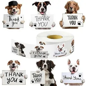 500 pcs Dog Thank You Stickers roll,Suitable for Corporate Product Packaging, pet Supplies, Gift Embellishments, Greeting Cards, and Waterproof Adhesive Labels for Sealing envelopes.