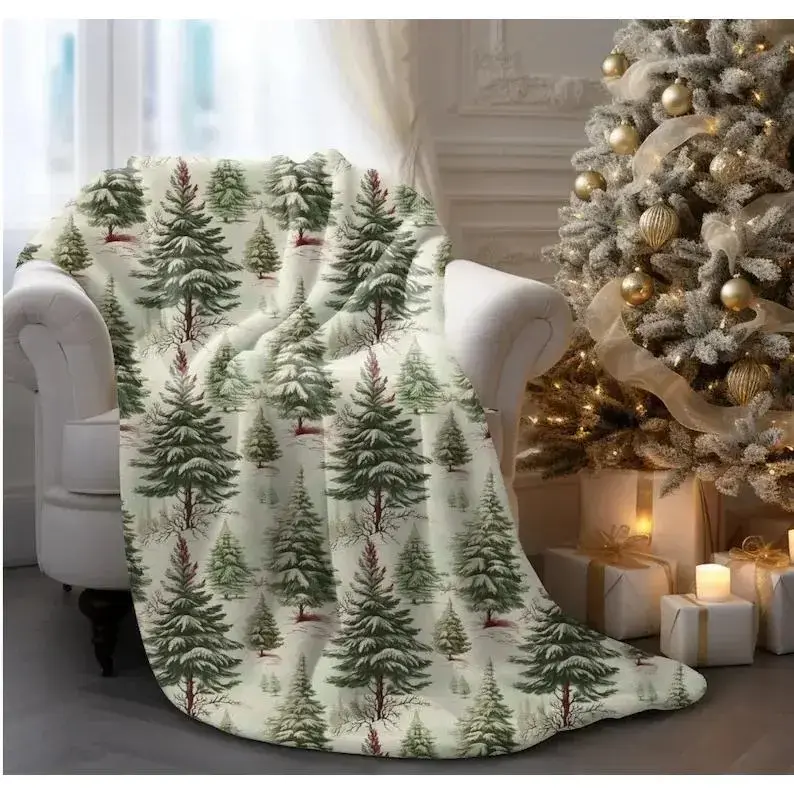 Christmas Tree Blanket Rustic Christmas Tree Throw Winter Home Decor Vintage Christmas Holiday Farmhouse Tree Decoration Soft Plush Flannel Cozy Bedding Couch Sofa Air Conditioning Summer All Season Bedroom Living Room Gift Family