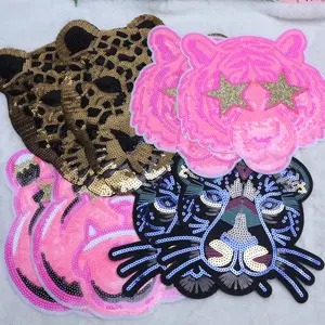 8 Large Animals Are Fashionable And Exquisite, Including Tigers, Lions, Leopards, Sequins, Embroidered Cloth Stickers, Ironed Bags, Clothes, Decorative Stickers And Patch Stickers
