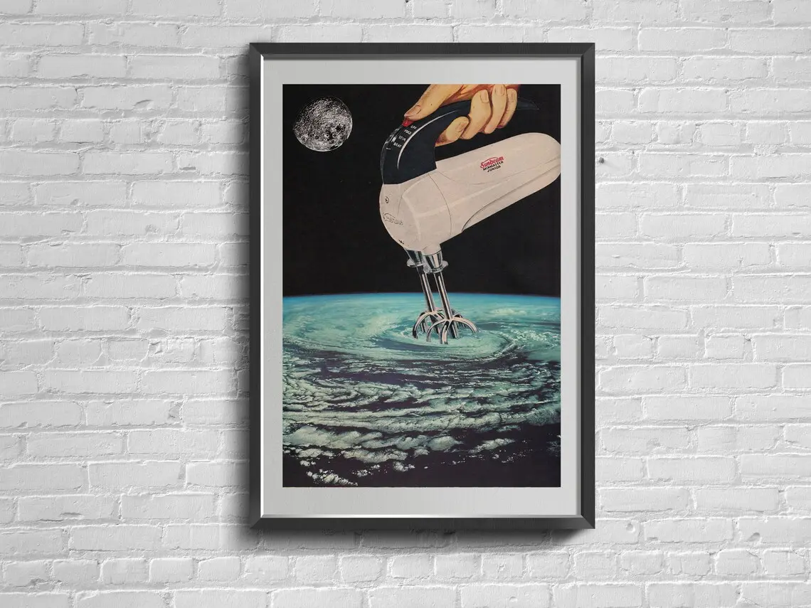Vintage Space Poster. Room Wall Decor. Galaxy Astronaut Print. Retro Trendy Art Decor Poster, Unframed Poster