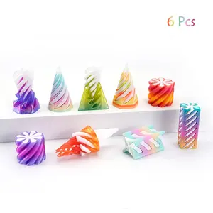 6 Piece Set, 3D Printed Spiral Stress Relief Figurines, Fun Home Desktop Craft Decorations, Car Decoration, Ideal Holiday Gift!