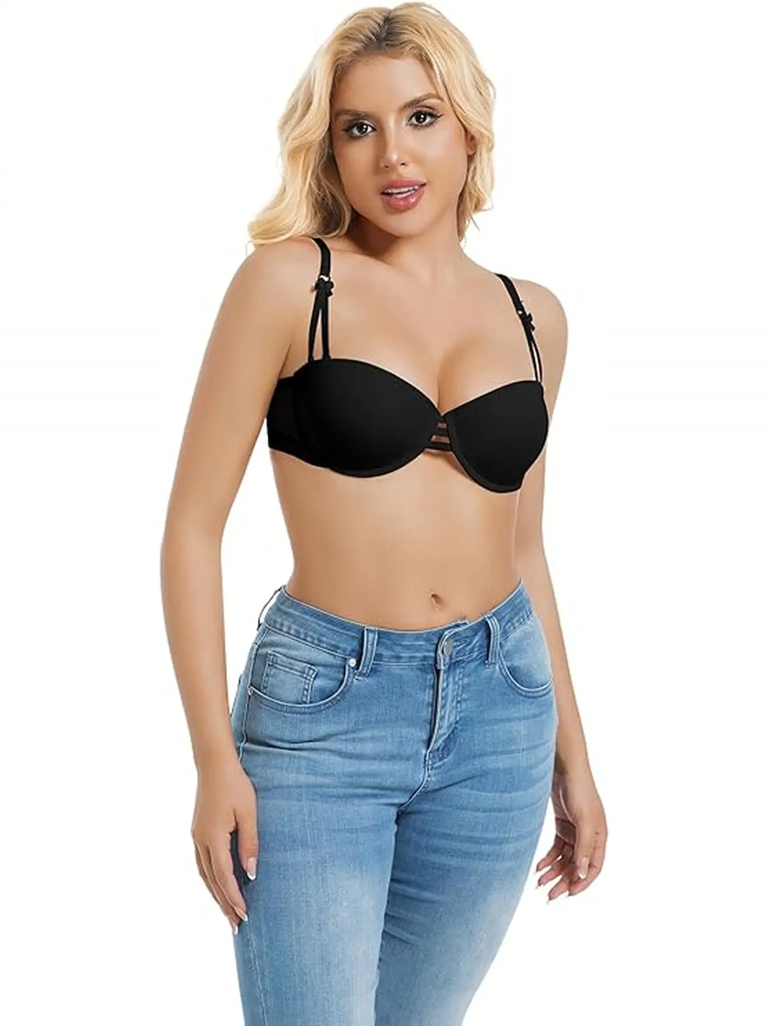 WEILERSA Convertible Strapless Seamless Wireless Push Up Bra Multi-Way Bandeau Everyday Sleep Bra