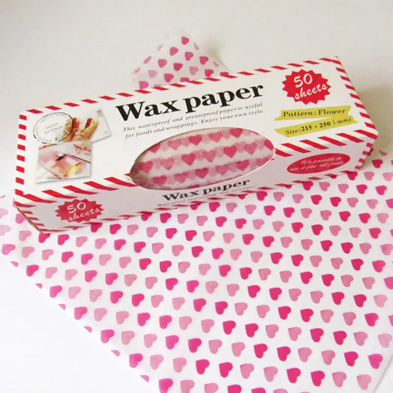 50pcs Food Grade Silicone Paper Rolls, Heart Rose Pattern Baking Sheets, Waterproof Oil-Resistant Candy Wrapping Papers, Baking Supplies, Bakeware, Bakery Supplies