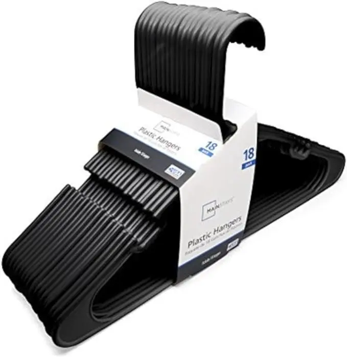 18-Pack Standard Plastic Hangers (Black, 1 Pack) Mainstay