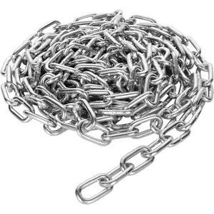 19.6ft (6 m) Length Galvanized Steel Chain, 0.23 Inch(6 mm) Heavy Duty Coil Chain, Stainless Steel Link Chain for Home Outdoor Fence Gate, Garage Doors, Swing Chain, Bicycle Security Lock