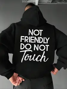 Men's Letter Print Heavyweight Fleece Hoodie, Casual Loose-Fit Thick Fabric, Unisex Fall & Winter Outdoor Wear, Comfortable and Warm Sweatshirt