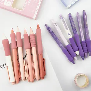 Aesthetic Gel Pen Set - 0.5mm Quick-Drying Black Ink | Pink Heart & Moonlight Galaxy Theme, Ergonomic Soft Sponge Grip for Smooth Writing, Cute Japanese Stationery for School, Office & Journaling cute cool pen Heart & Moonlight Gel Pens No-Smudge Ink