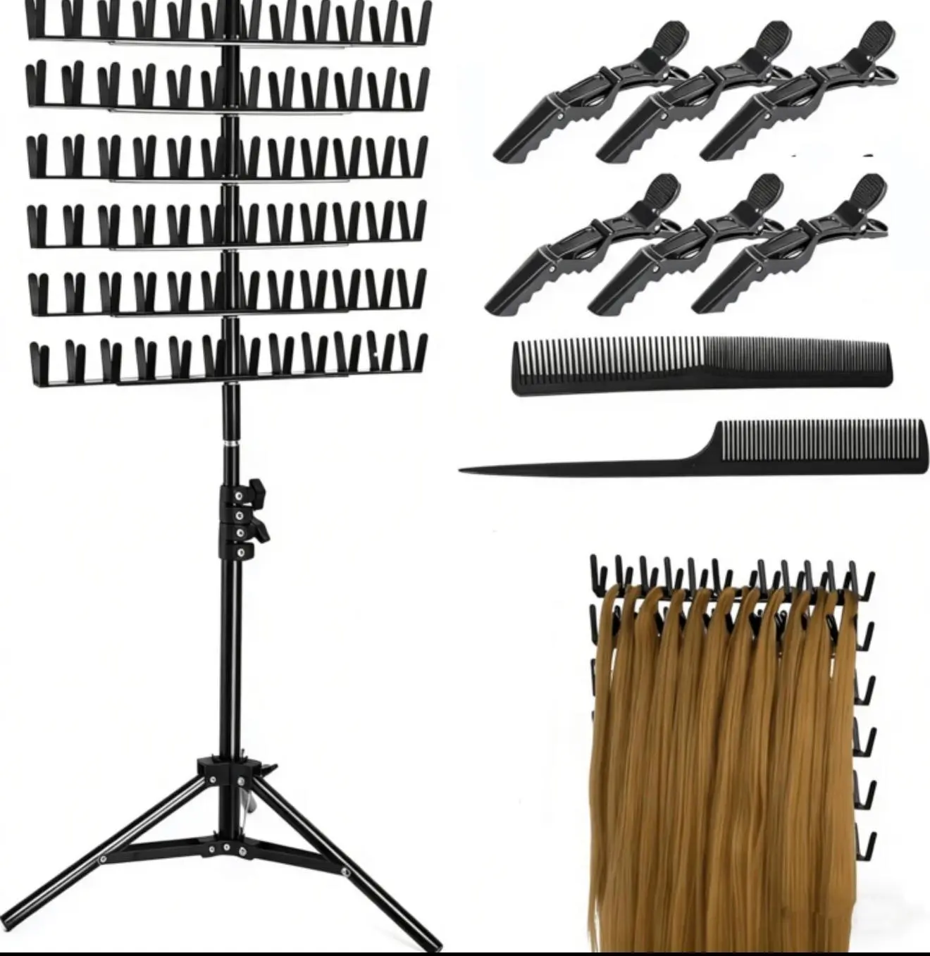 Professional Hair Extension Stand & Styling Bundle, Beauty & Personal Care Hair Styling Tool Accessory