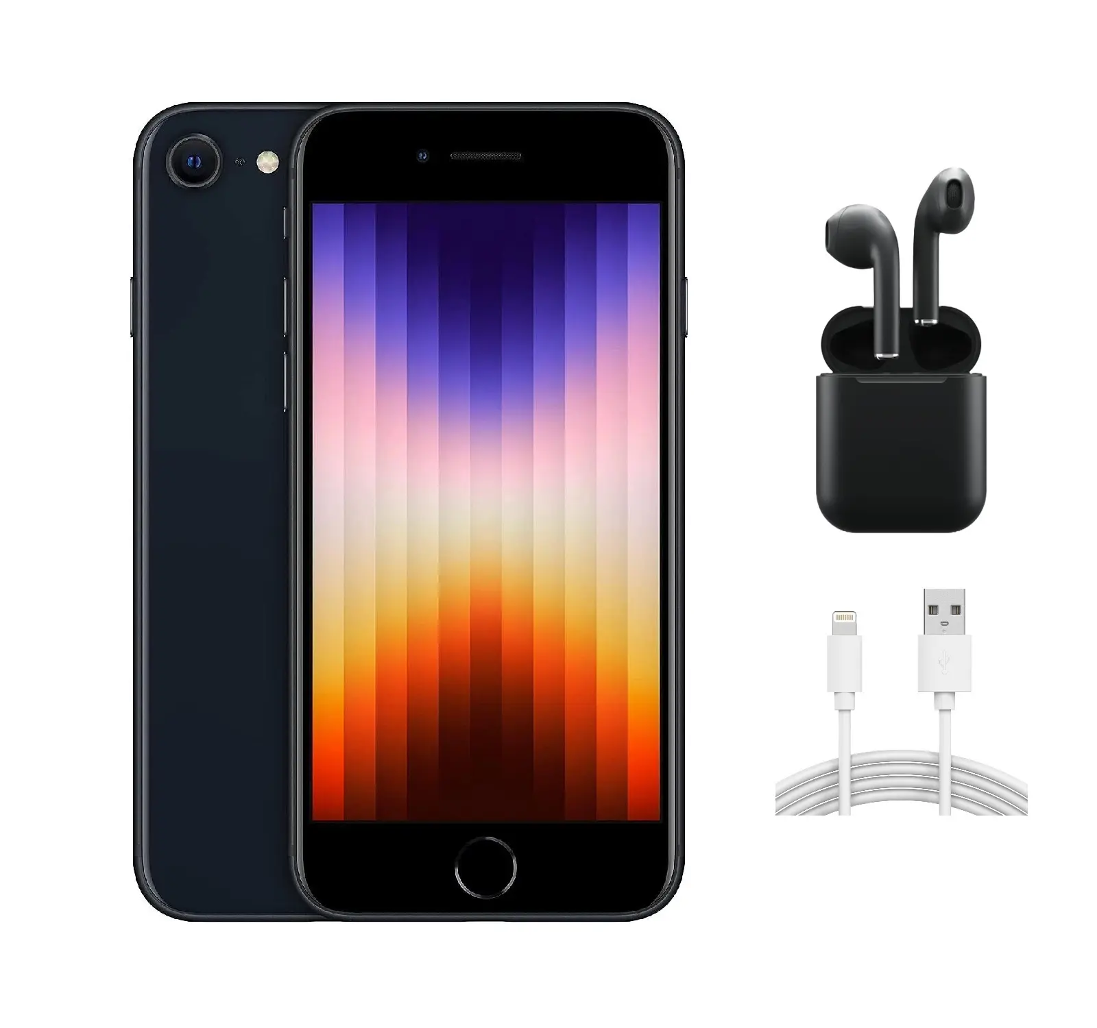 Refurbished Apple iPhone SE (3rd Gen) A2595 (Fully Unlocked) Acceptable Condition with Wireless Earbuds & 1 Year Warranty