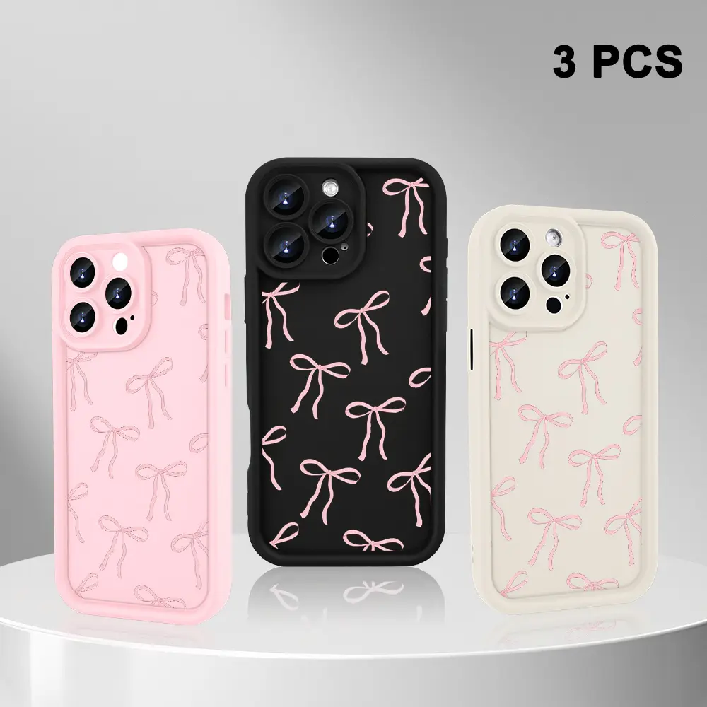 2025 New Bowknot Soft TPU Silicone Phone Case - Durable, Non-Slip, Waterproof Cover with Lens, Drop Protection, Free Screen Protector for iPhone 17 Pro Max,16,16e,15,14 Plus,13,12 Mini,11,Air,XR,X,XS High-End Mobile Accessory