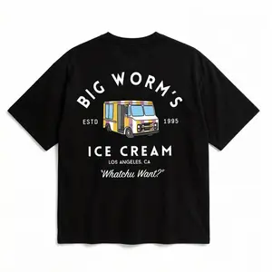 Big Worm's Ice Cream Unisex Cotton T-Shirt Retro Truck Graphic 'Whatchu Want?' Quote Fun LA Streetwear Crewneck Breathable Soft Comfy Fitted Menswear