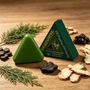 Triangle Shampoo Bar Calming &Strengthening Hair for Women & Men Eco-Friendly Soap with Usman Grass FormulaHerbal Extracts Nourishing CleansingConditioner Haircare Cleanser