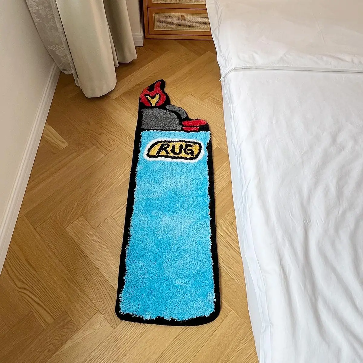 Creative Lighter Pattern Rug, 1 Count Non-slip Soft Floor Mat, Decorative Carpet for Home Living Room Bedroom, Bedroom Refresh Decor