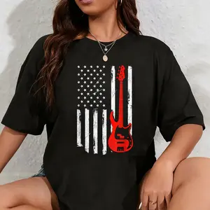 100% Cotton Bassist - USA American Flag Bass Guitar Player Musician T-Shirt