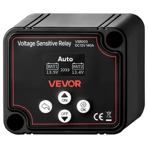 fathersdaygift VEVOR Dual Battery Isolator, 12V 140 Amp, Manual and Automatic VSR Voltage Sensitive Relay with LCD Screen, Smart Battery Isolator for Lithium Lead-Acid Batteries, for Car Truck RV UTV ATV Boat