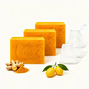 Lemon Turmeric KojicAcid Soap, Natural Organic Turmeric Face and Body Wash Soap Bar, Firm Pores, Even Out Skin Tone,Lemon Turmeric Glowing Skin Care Soap, Deep Clean, with Soap Saver Bags